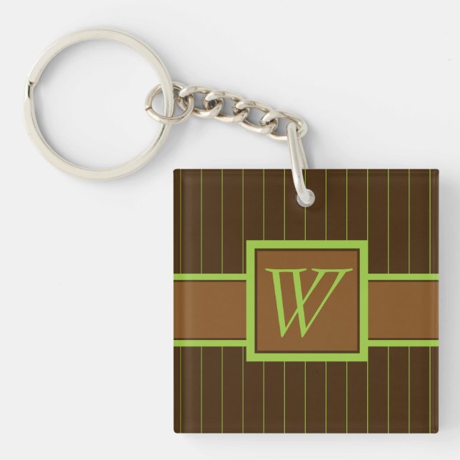 Chocolate with Lime Pinstripes Acrylic Keychain (Front)