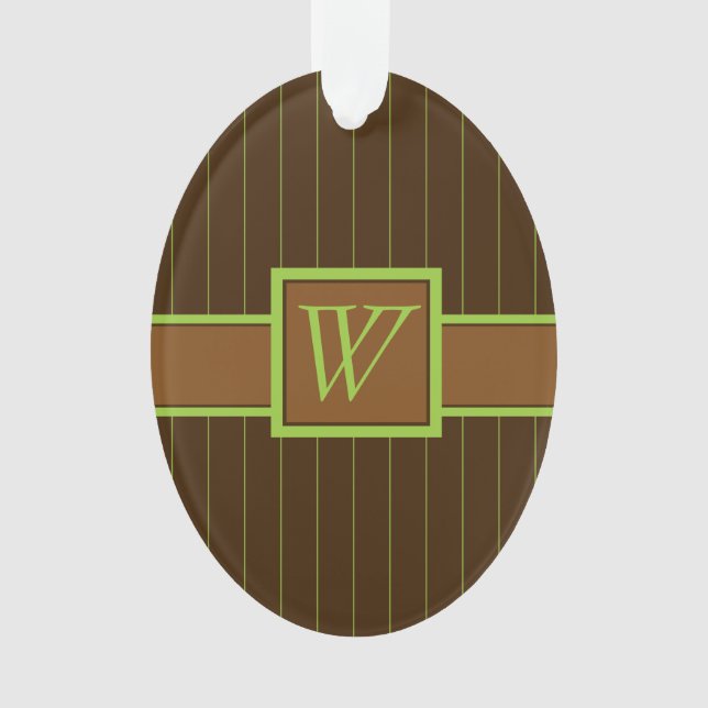 Chocolate with Lime Pinstripes Acrylic Ornament (Front)