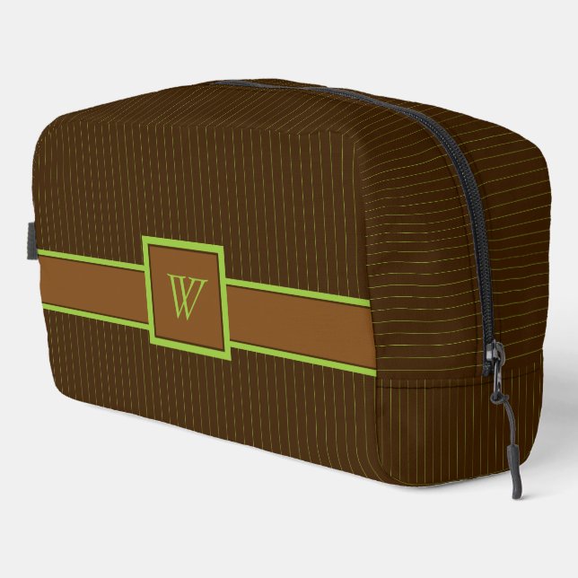 Chocolate with Lime Pinstripes Dopp Kit (Right Corner)