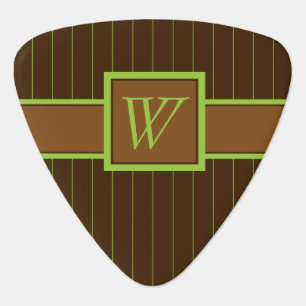 Chocolate with Lime Pinstripes Guitar Pick