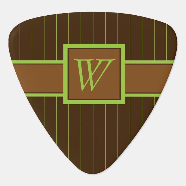 Chocolate with Lime Pinstripes Guitar Pick (Front)