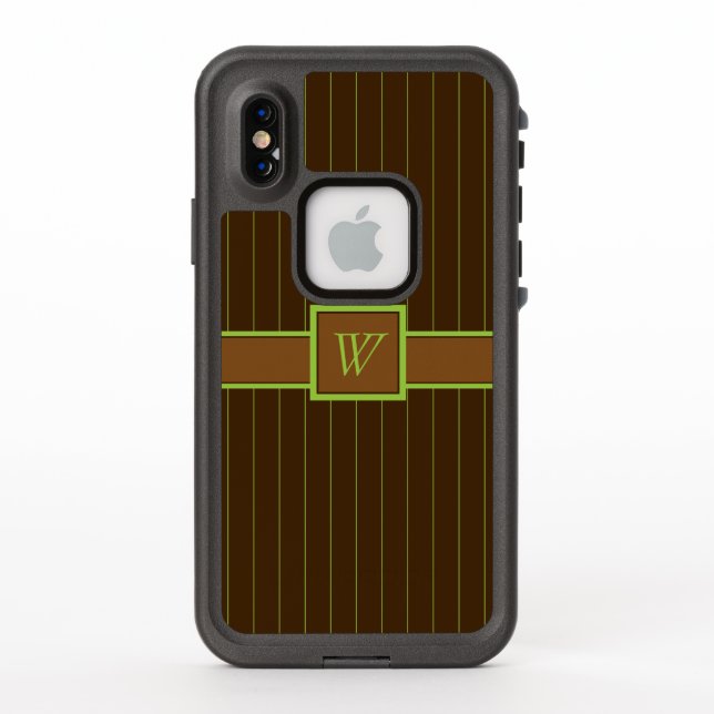 Chocolate with Lime Pinstripes Lifeproof Case (Back)