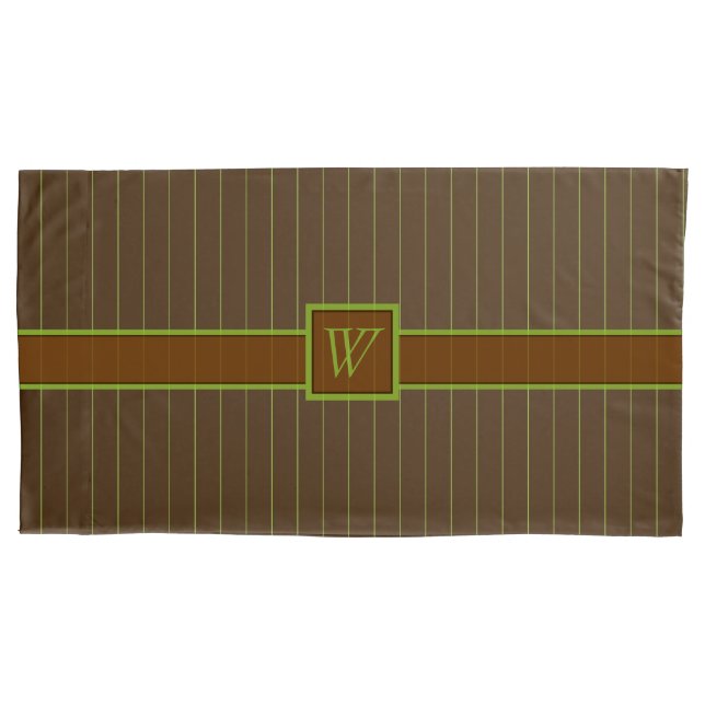 Chocolate with Lime Pinstripes Pillow Case (Front)
