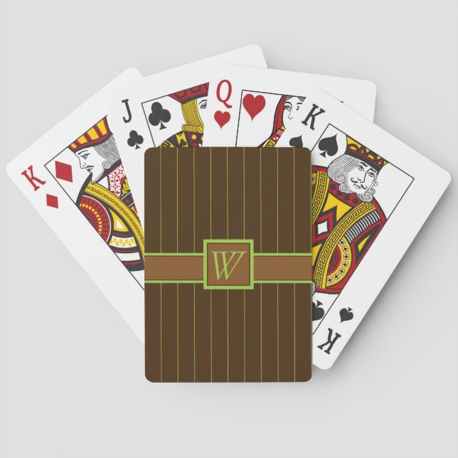 Chocolate with Lime Pinstripes Playing Cards (Back)