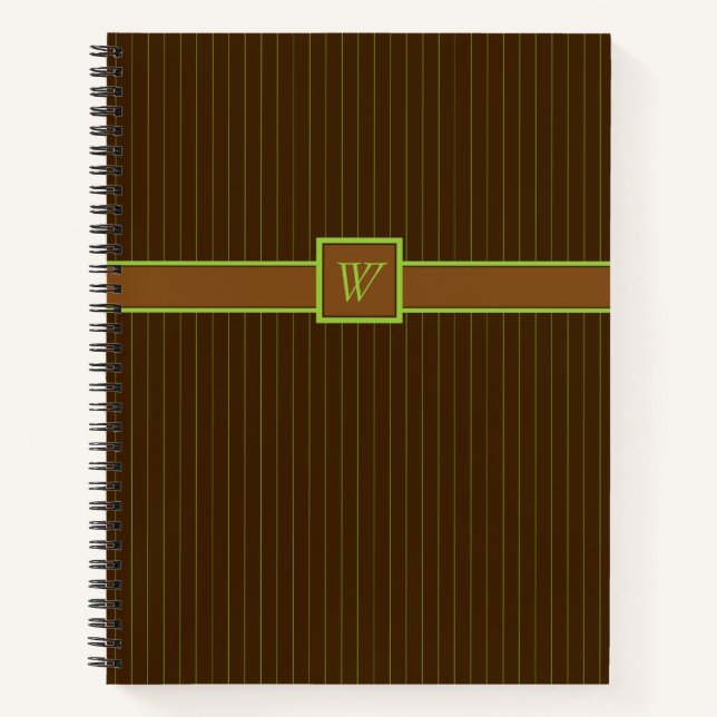 Chocolate with Lime Pinstripes Spiral Notebook (Front)