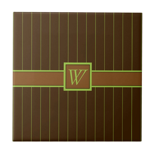 Chocolate with Lime Pinstripes Tile (Front)