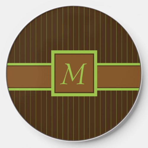 Chocolate with Lime Pinstripes Wireless Charger