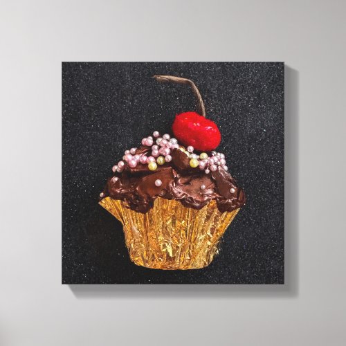 Chocolate with Pearls Cupcake Canvas print