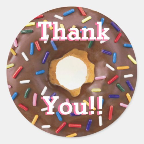 Chocolate with Sprinkles Donut  Birthday Thank You Classic Round Sticker