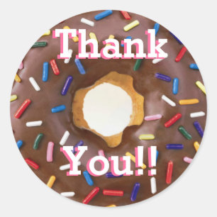 Chocolate with Sprinkles Donut Birthday Thank You Classic Round Sticker