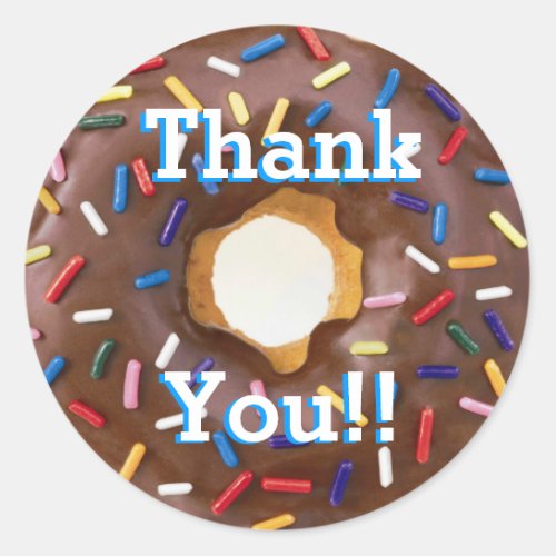 Chocolate with Sprinkles Donut Thank You Classic Round Sticker