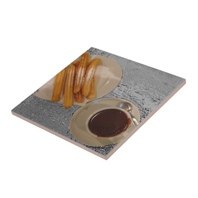 Chocolate y Churros Ceramic Tile (Side)