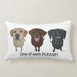 Chocolate, yellow and black Labrador Retriever Lumbar Pillow