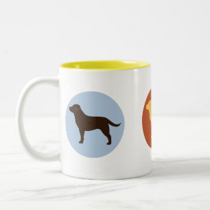 Chocolate, Yellow, and Black Labrador Retrievers Two-Tone Coffee Mug