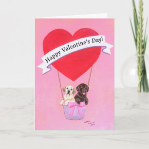Chocolate & Yellow Labradors Valentine's Day card