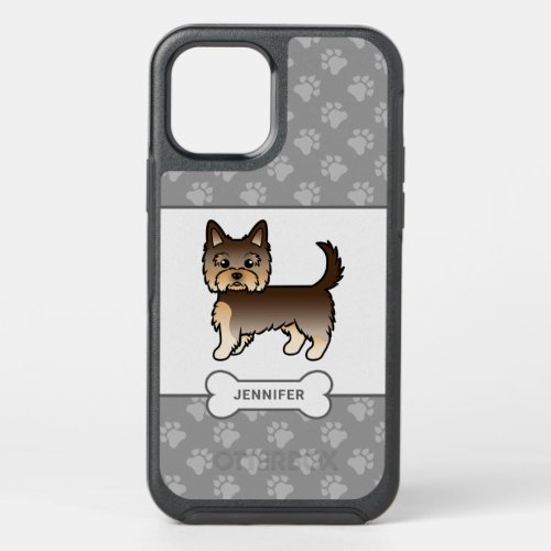 Chocolate Yorkie With Paws Dog Bone  Name OtterBox Symmetry iPhone 12 Case