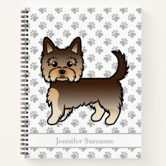 Chocolate Yorkshire Terrier Cartoon Dog &amp; Name Notebook