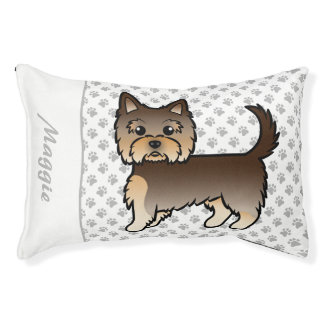 Chocolate Yorkshire Terrier Cartoon Dog &amp; Name Pet Bed