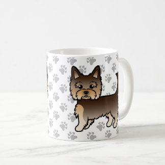 Chocolate Yorkshire Terrier Cartoon Dog &amp; Paws Coffee Mug