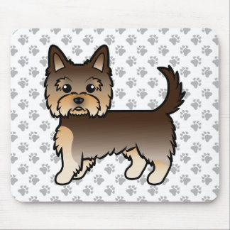 Chocolate Yorkshire Terrier Cartoon Dog &amp; Paws Mouse Pad