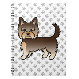 Chocolate Yorkshire Terrier Cartoon Dog &amp; Paws Notebook