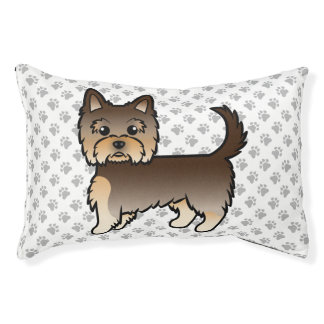 Chocolate Yorkshire Terrier Cartoon Dog &amp; Paws Pet Bed