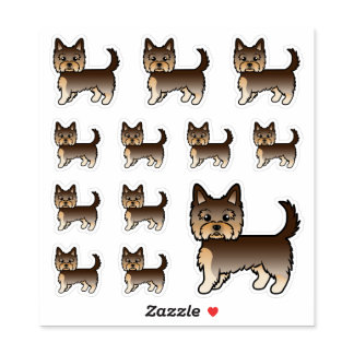 Chocolate Yorkshire Terrier Cartoon Dogs Sticker