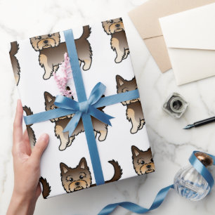 Chocolate Yorkshire Terrier Cute Dog Pattern Wrapping Paper
