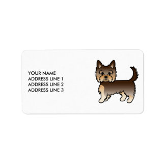 Chocolate Yorkshire Terrier Dog &amp; Custom Text Label