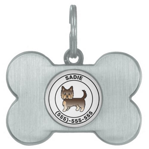 Chocolate Yorkshire Terrier With Name  Number Pet ID Tag