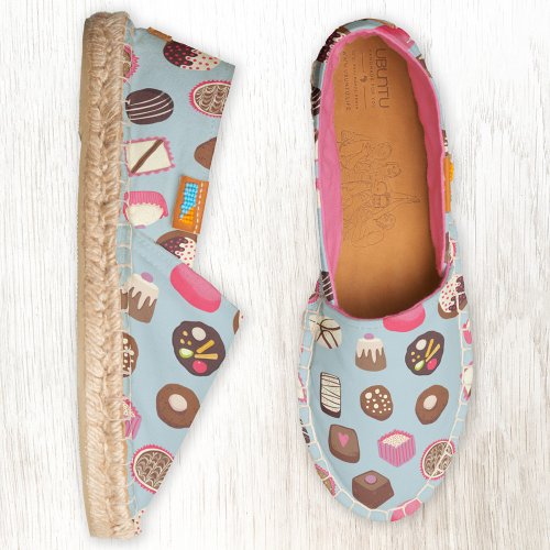 Chocolates and Candies Teal Green Pattern Espadrilles