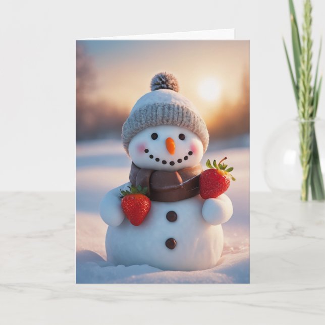 chocolates and strawberries snowman holiday card (Front)