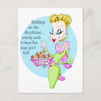 Chocolates are like birthdays... postcard