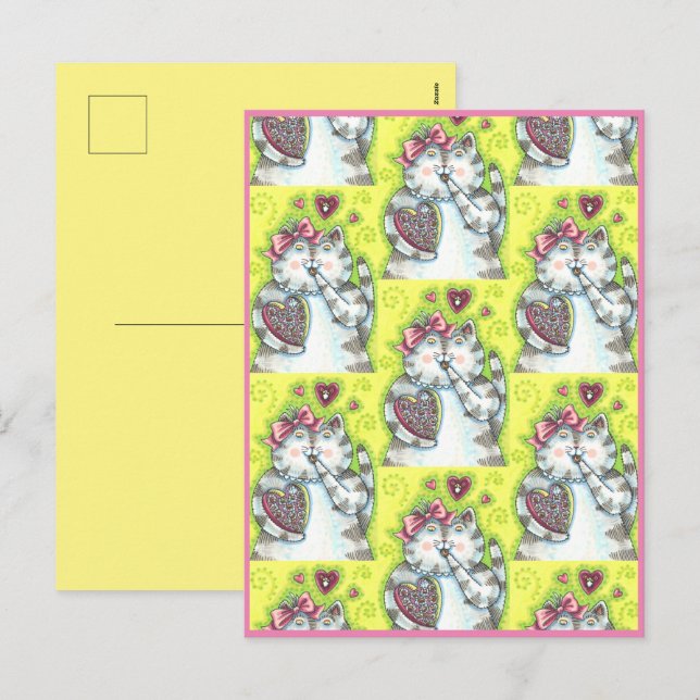 CHOCOLATES FROM KITTEN'S SECRET ADMIRER, VALENTINE HOLIDAY POSTCARD (Front/Back)