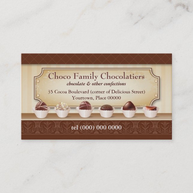 Chocolatier Display Counter Business Card (Front)