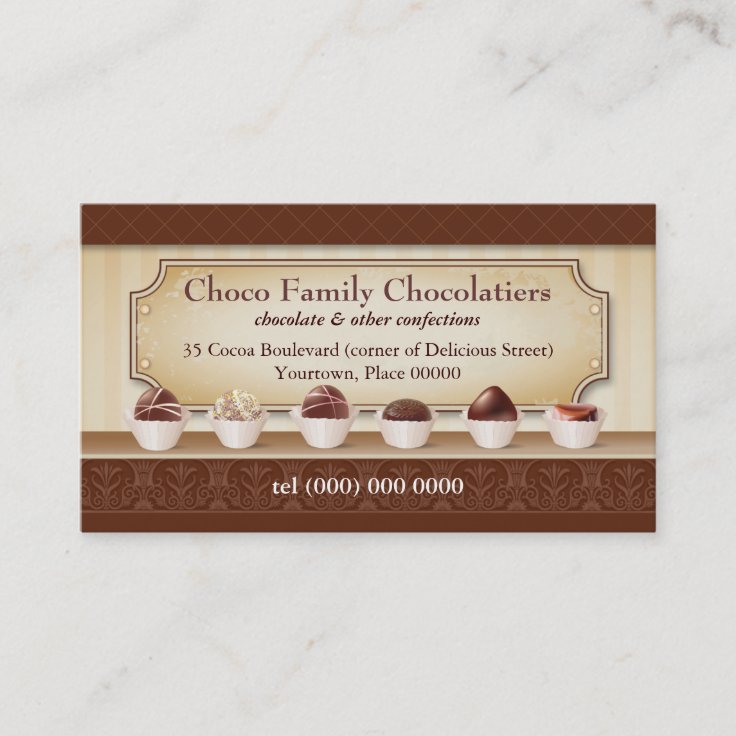 Chocolatier Display Counter Business Card | Zazzle