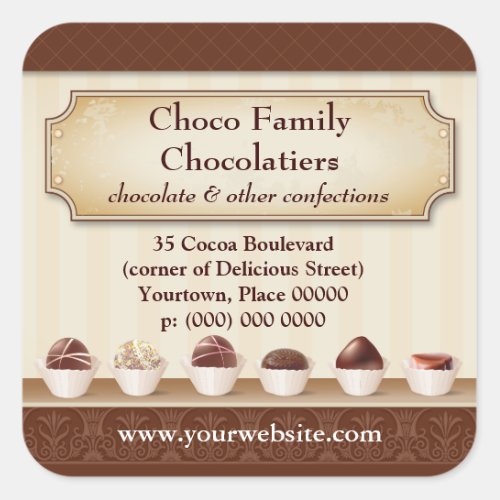 Chocolatier Display Counter Promotional Square Sticker