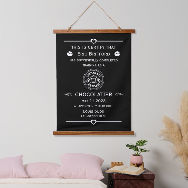 Chocolatier Maker Certificate Hanging Tapestry (Bedroom)
