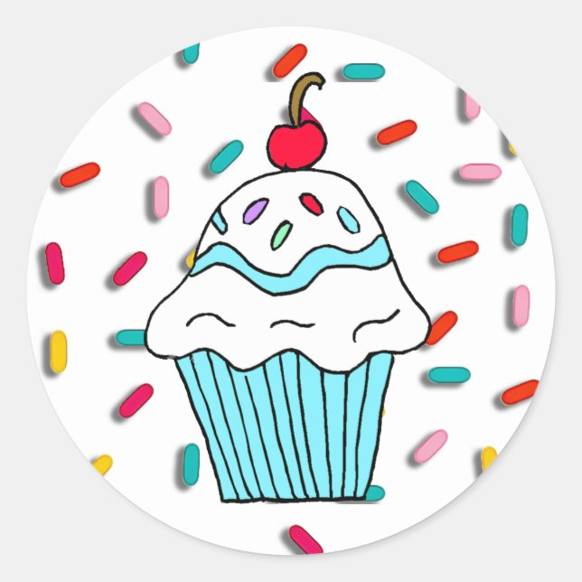 Chocolats Cupcake with Candy Sprinkles Classic Round Sticker (Front)