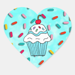 Chocolats Cupcake with Candy Sprinkles Heart Sticker