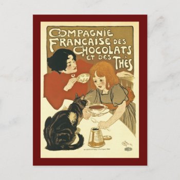Chocolats Vintage French Advertisement Chocolate Postcard by scenesfromthepast at Zazzle