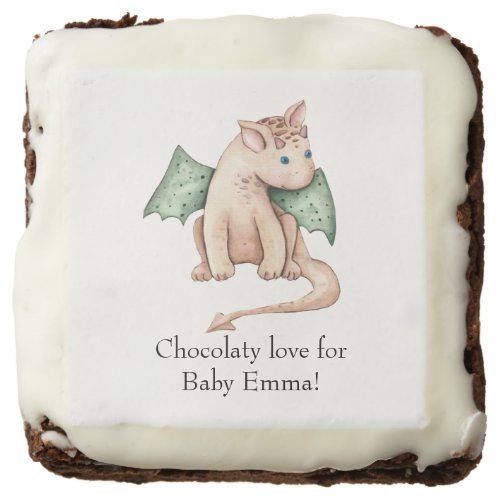 Chocolaty love for Baby Dragon Baby Shower Brownie