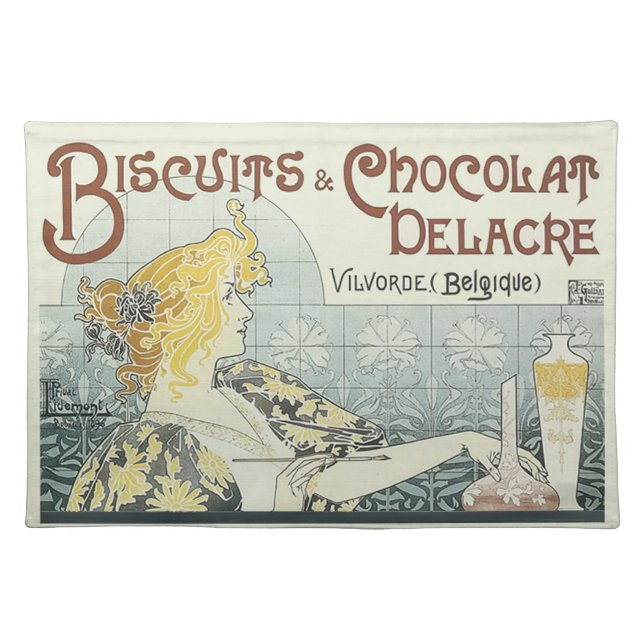Chocoloate Art Nouveau Woman Cloth Placemat (Front)