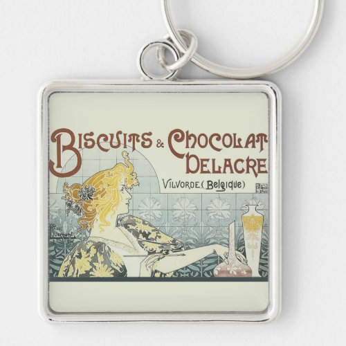 Chocoloate Art Nouveau Woman Keychain