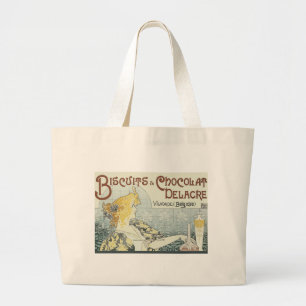 Chocoloate Art Nouveau Woman Large Tote Bag