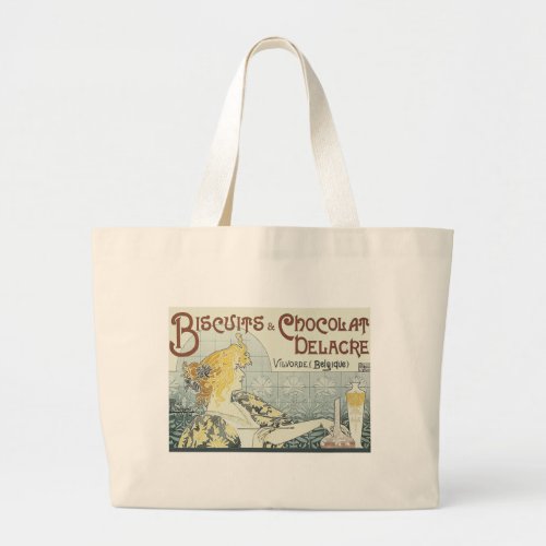 Chocoloate Art Nouveau Woman Large Tote Bag