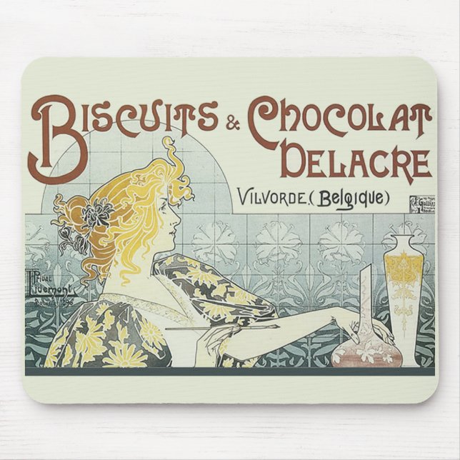 Chocoloate Art Nouveau Woman Mouse Pad (Front)