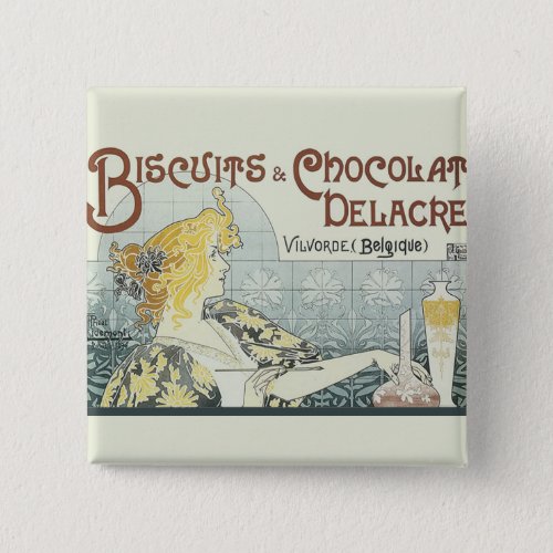 Chocoloate Art Nouveau Woman Pinback Button