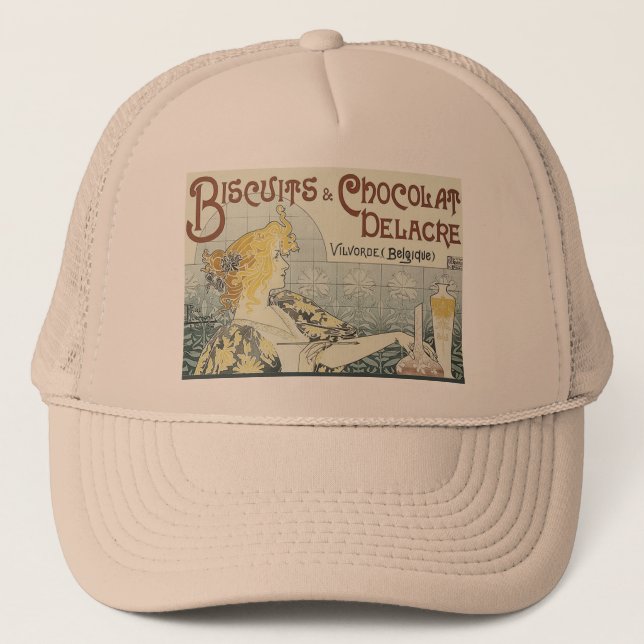Chocoloate Art Nouveau Woman Trucker Hat (Front)