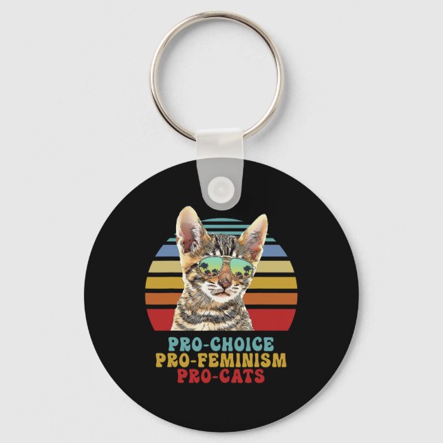 Choice Pro Feminism Pro Cats Women's Rights Femini Keychain (Front)